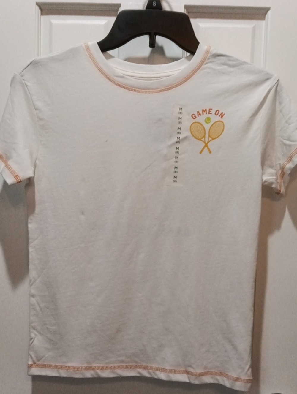 dip White Tee with Yellow Tennis Graphic